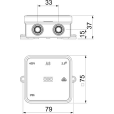 A8 75X75X36MM IP55 SURFACE-MOUNTED JUNCTION BOX GREY