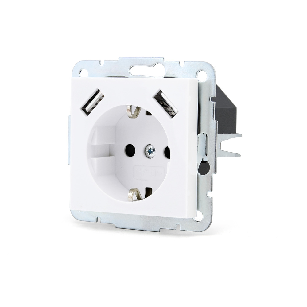 TESATEK 55X55MM 2.8A USB SOCKET WHITE
