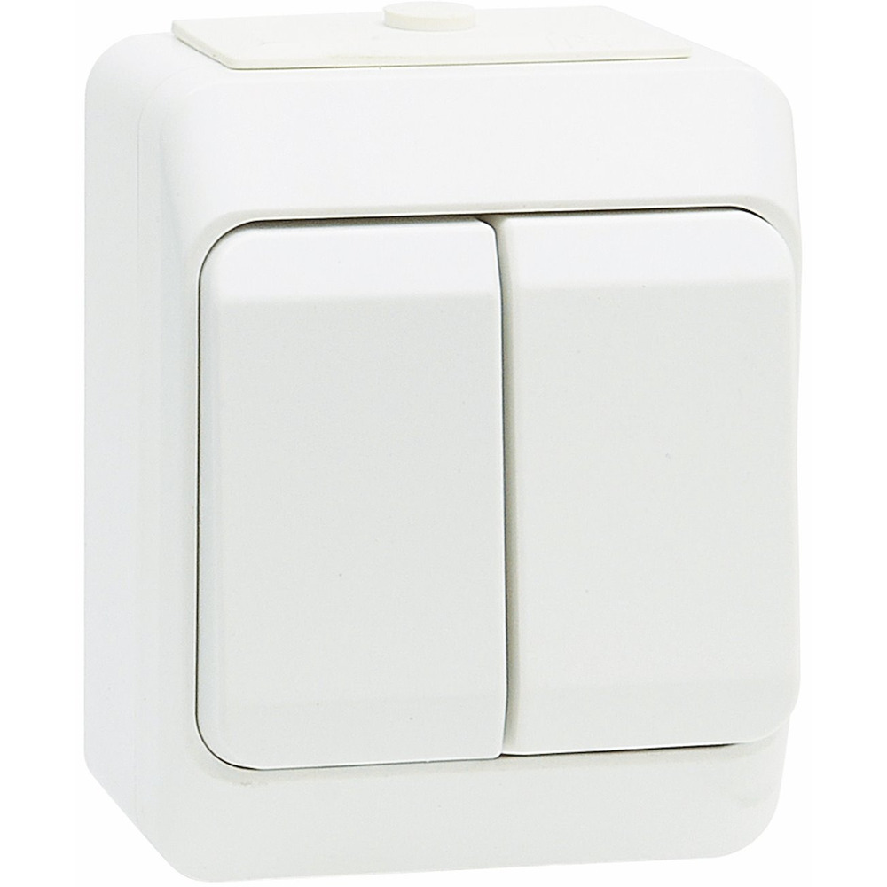 NORDIC 2-GANG 1-WAY SWITCH IP44 WHITE