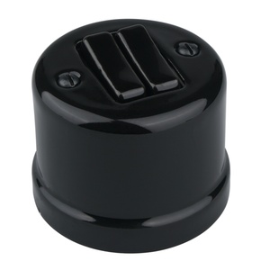 FND SURFACE 2-GANG 2-WAY ROCKER SWITCH BLACK PORCELAIN