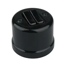 FND SURFACE 2-GANG 2-WAY ROCKER SWITCH BLACK PORCELAIN