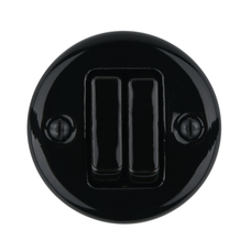 FND SURFACE 2-GANG 2-WAY ROCKER SWITCH BLACK PORCELAIN