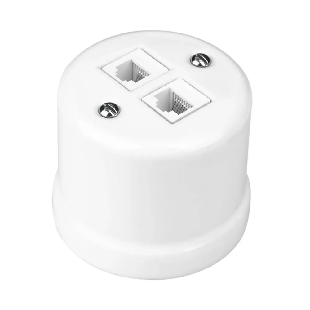 FND SURFACE 2XRJ45 CAT6 DATA OUTLET WHITE PORCELAIN