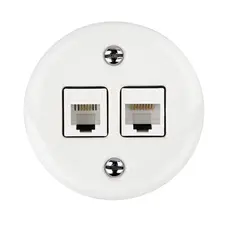 FND SURFACE 2XRJ45 CAT6 DATA OUTLET WHITE PORCELAIN