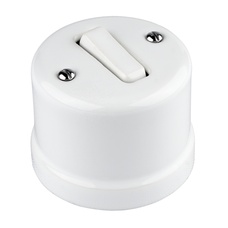 FND SURFACE 1-POLE/TWO-WAY ROCKER SWITCH WHITE PORCELAIN