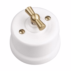 FND SURFACE 2-GANG 1-WAY SWITCH WHITE PORCELAIN