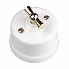 FND SURFACE 2-GANG 1-WAY SWITCH WHITE PORCELAIN