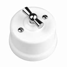 FND SURFACE 2-GANG 1-WAY SWITCH WHITE PORCELAIN