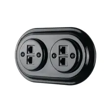 FND 2XRJ45 CAT6 DATA OUTLET BLACK PORCELAIN