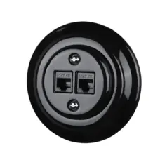 FND 2XRJ45 CAT6 DATA OUTLET BLACK PORCELAIN