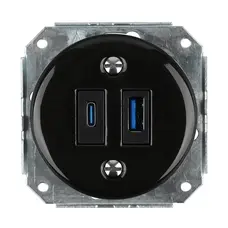 FND USB A+C LIGZDA PORCELĀNS MELNS