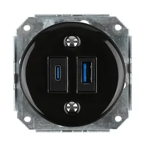 FND USB A+C LIGZDA PORCELĀNS MELNS