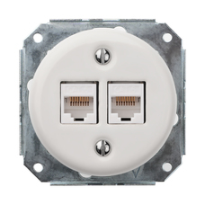 FND CAT6 2XRJ45 DATU KONTAKTLIGZDA PORCELĀNS BALTS