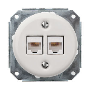 FND CAT6 2XRJ45 DATU KONTAKTLIGZDA PORCELĀNS BALTS