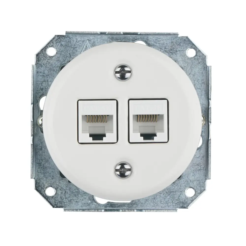 FND CAT6 2XRJ45 DATU KONTAKTLIGZDA PORCELĀNS BALTS
