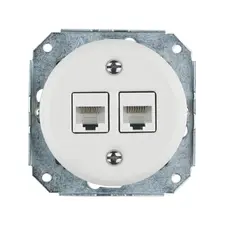 FND CAT6 2XRJ45 DATU KONTAKTLIGZDA PORCELĀNS BALTS