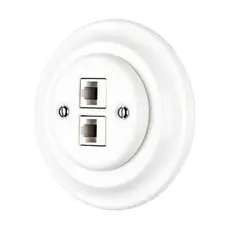FND CAT6 2XRJ45 DATU KONTAKTLIGZDA PORCELĀNS BALTS