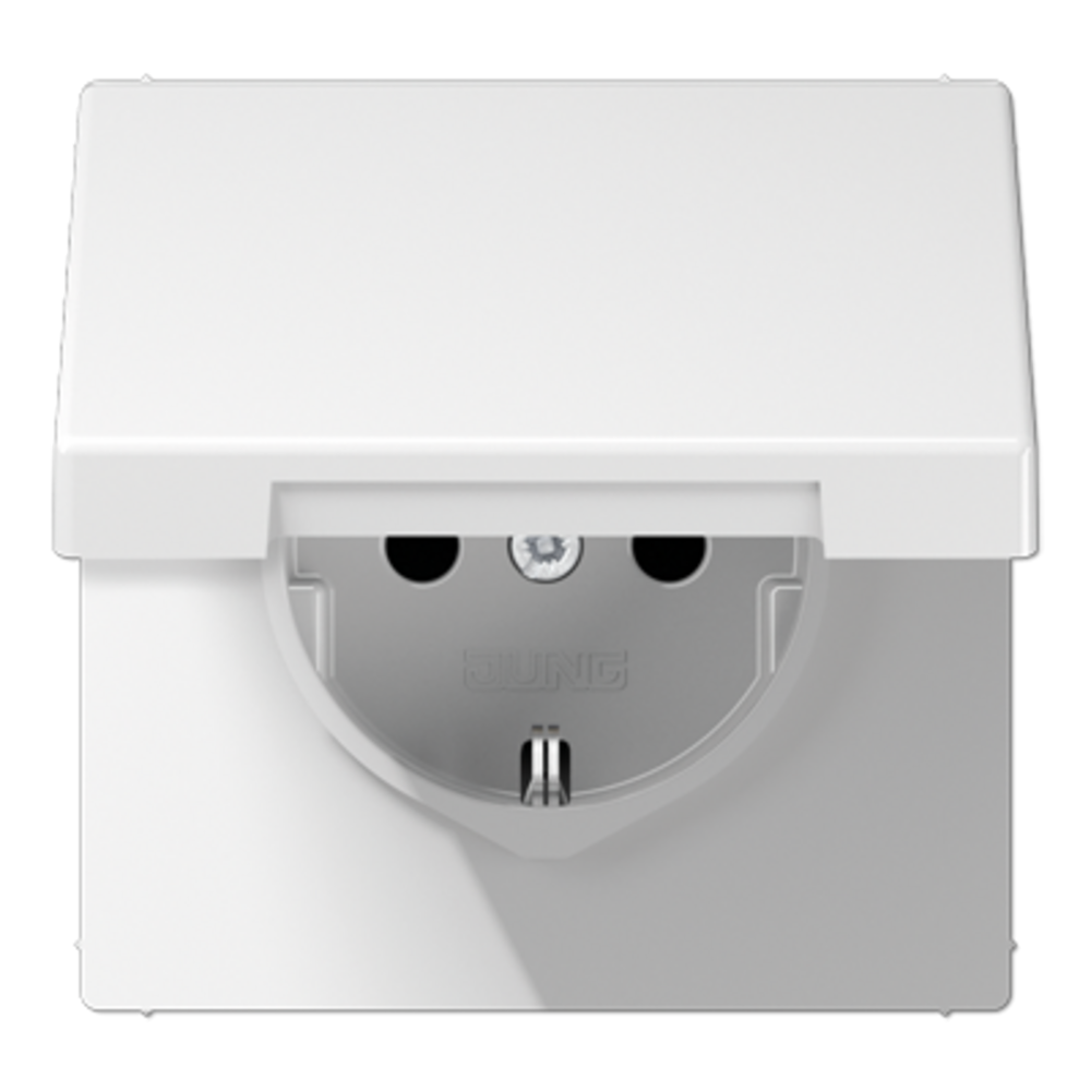 JUNG LS WHITE SCHUKO SOCKET OUTLET WITH LID IP44