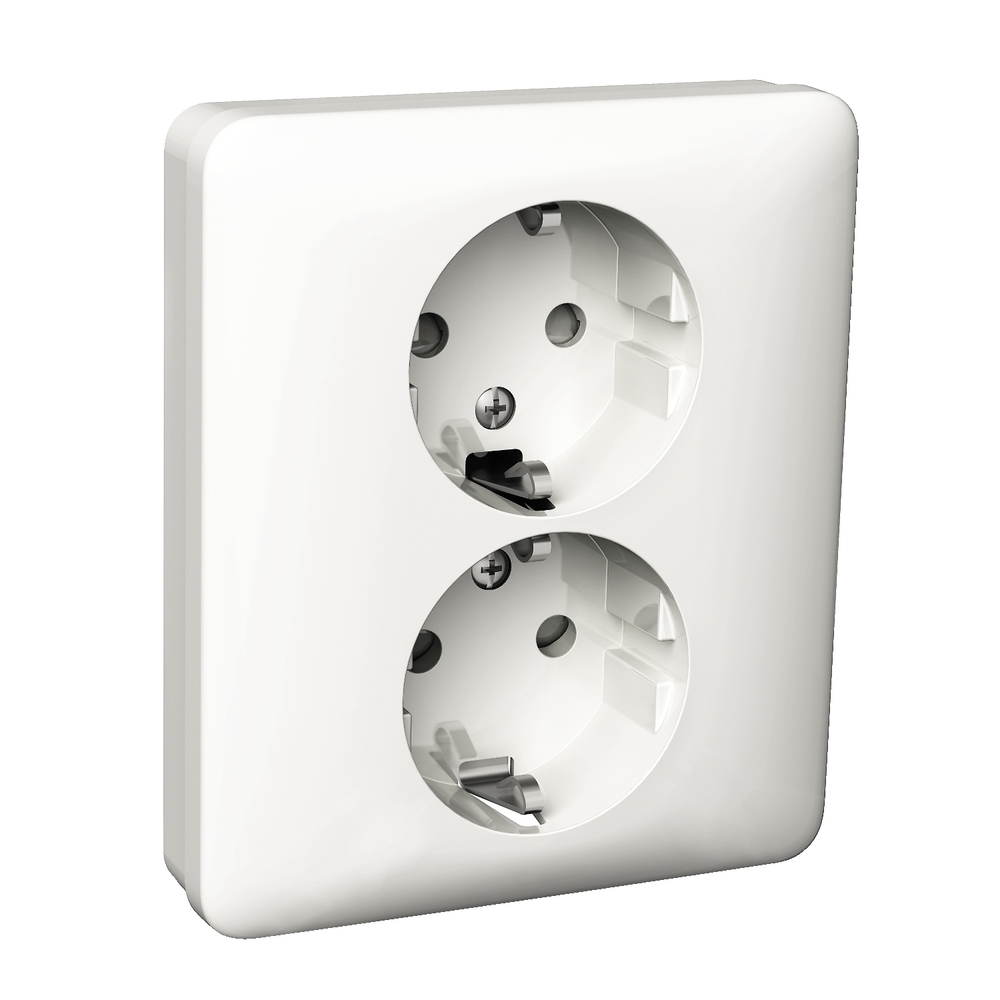 EXXACT 2-GANG SOCKET OUTLET WITH COVER PLATE