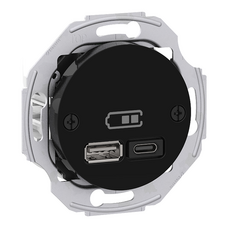 RENOVA 2-VIETĪGA LIGZDA USB A+C MELNS