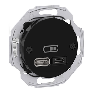 RENOVA 2-VIETĪGA LIGZDA USB A+C MELNS